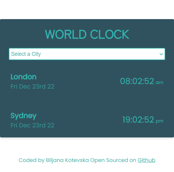 thumbnail image of a world clock app